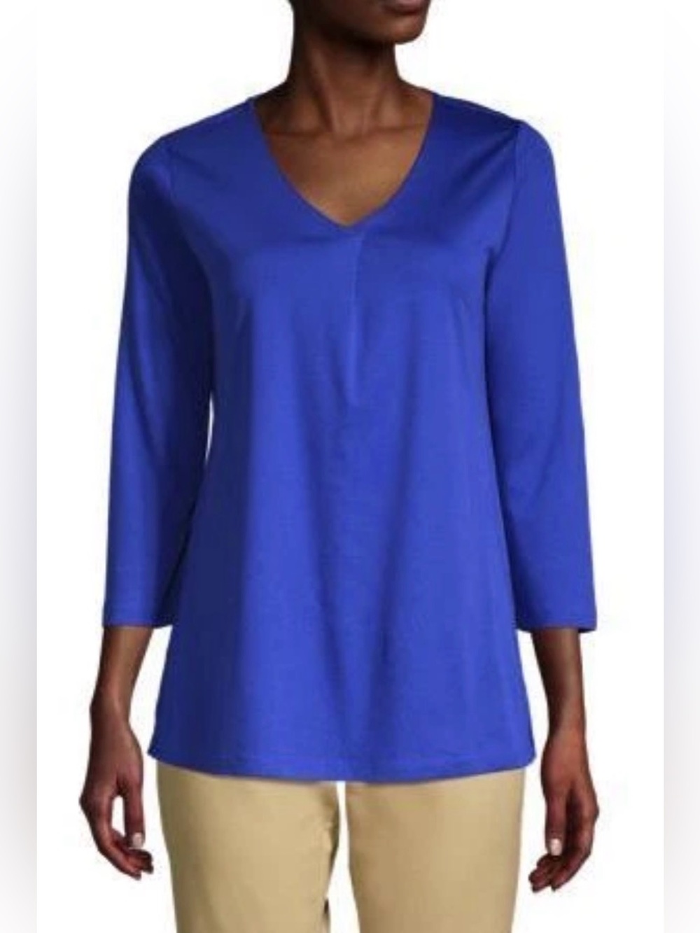 Lands' End 3/4 Sleeve Notch Neck Tunic Top